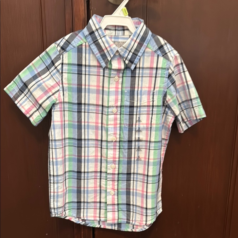 The Children's Place Blue and Green Plaid Button Down Shirt